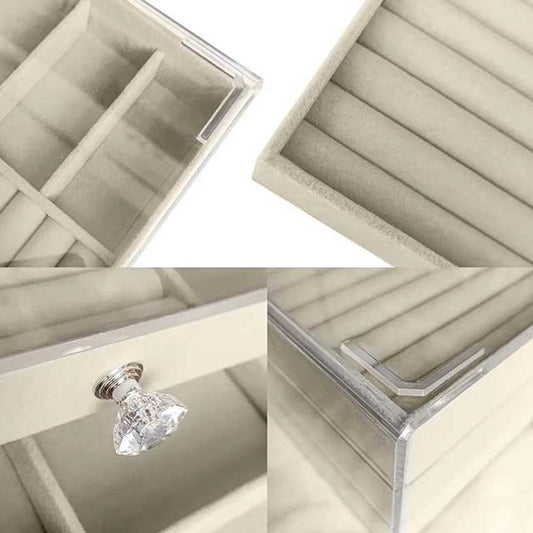 Acrylic & Velvet Jewelry Organizer with 3 Drawers – Stackable Display Storage Box for Earrings, Necklaces & Bracelets | Holder Case for Women