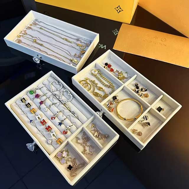 Acrylic & Velvet Jewelry Organizer with 3 Drawers – Stackable Display Storage Box for Earrings, Necklaces & Bracelets | Holder Case for Women