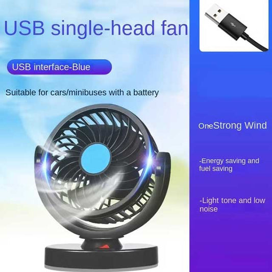 360° Adjustable Dual Head Car Fan – USB/12V/24V Electric Cooling Fan with 2 Speeds | Silent Airflow for Car, Home, Desk & Office