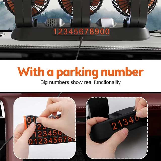 360° Adjustable Dual Head Car Fan – USB/12V/24V Electric Cooling Fan with 2 Speeds | Silent Airflow for Car, Home, Desk & Office