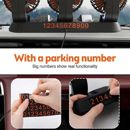 360° Adjustable Dual Head Car Fan – USB/12V/24V Electric Cooling Fan with 2 Speeds | Silent Airflow for Car, Home, Desk & Office