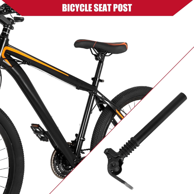 Tige de selle réglable pour vélo 27,2 x 300 mm – Tube de selle VTT en alliage d'aluminium durable, noir