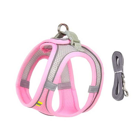 Adjustable Dog Harness & Leash Set – Soft Vest for Small Dogs & Cats, Ideal for French Bulldog, Chihuahua, Pug, Outdoor Walking