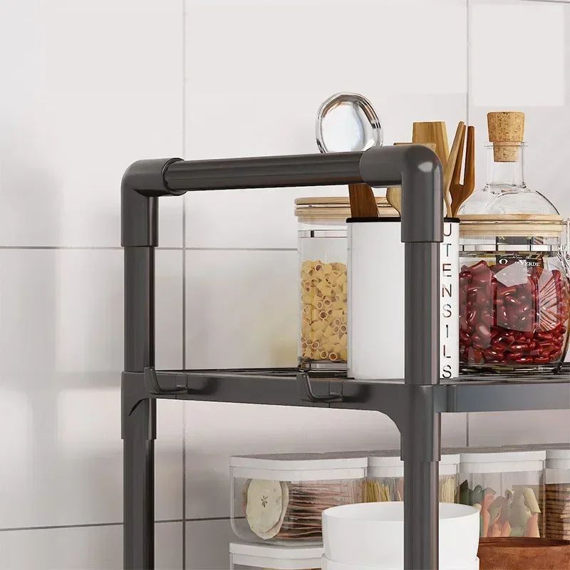 Support de rangement pour micro-ondes à 2 niveaux réglable – Organisateur de comptoir de cuisine surélevé, support de four pliable et antirouille (ABS, 50 × 27 × 18 po)
