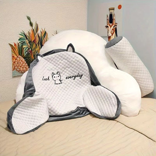 Adjustable Reading Pillow – Ergonomic Back Support Cushion for Bed, Sofa & Floor – Quilted Breathable Wedge Pillow with Neck Support (Gray/Yellow)