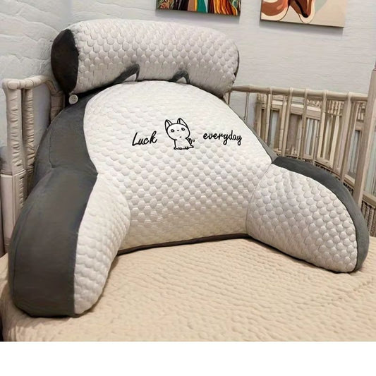 Adjustable Reading Pillow – Ergonomic Back Support Cushion for Bed, Sofa & Floor – Quilted Breathable Wedge Pillow with Neck Support (Gray/Yellow)