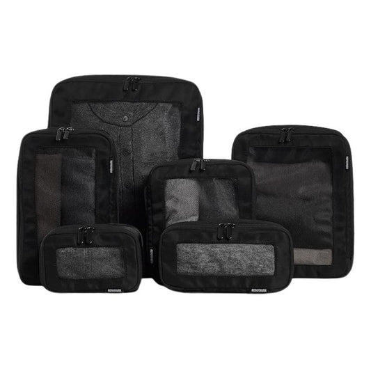 6-Pack Compression Packing Cubes for Suitcases – Double-Zipper Expandable Luggage Organizers – Lightweight & Water-Resistant Nylon Travel Bags – Space-Saving Washable Packing Set (Black)