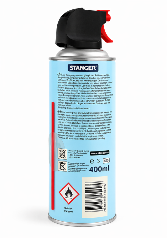 Stanger Air Duster 400ml – Compressed Air Spray Cleaner for Electronics | Dust Removal for PC, Keyboard & Office Equipment