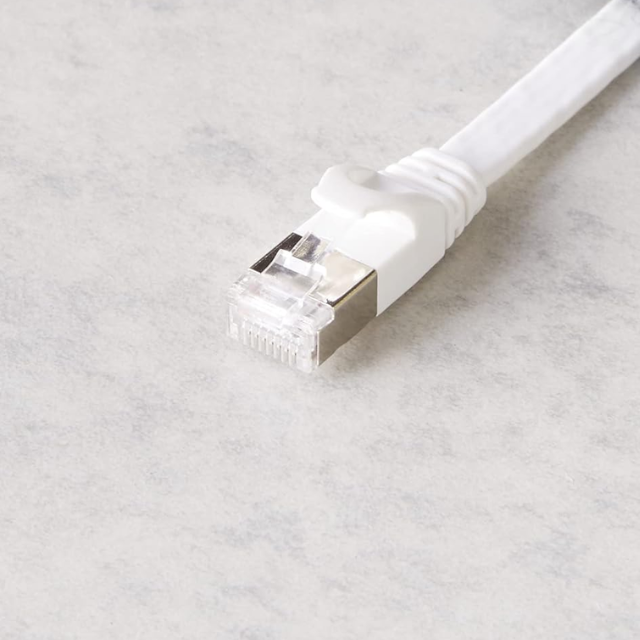 Amazon Basics 50ft Flat CAT7 Ethernet Cable – RJ45 Gigabit Patch Cord for Internet, Network & Printer (White)