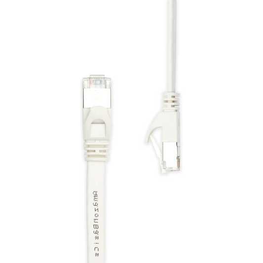 Amazon Basics 50ft Flat CAT7 Ethernet Cable – RJ45 Gigabit Patch Cord for Internet, Network & Printer (White)