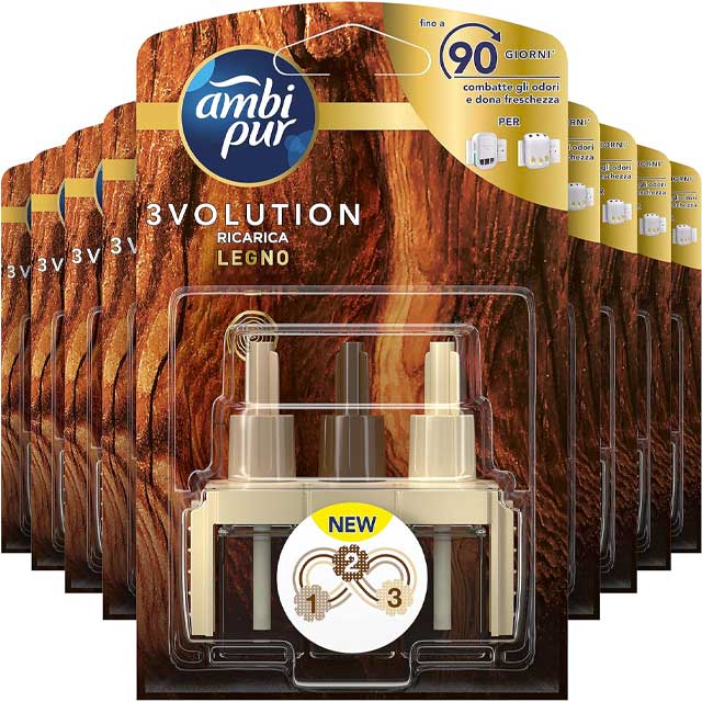 Ambi Pur 3Volution Madeira Wood Fragrance Refills for Electric Diffuser – Advanced Odour Eliminator Technology