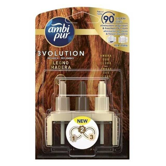 Ambi Pur 3Volution Madeira Wood Fragrance Refills for Electric Diffuser – Advanced Odour Eliminator Technology