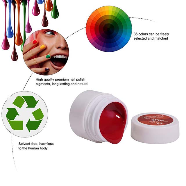 Anself 24-Piece Gel Nail Polish Set – 5ml UV Nail Art Polish Pigment in Pure Colors for Women