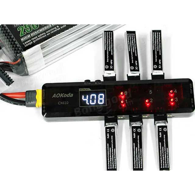 AoKoda CX610 6-Channel 1S LiPo Battery Charger