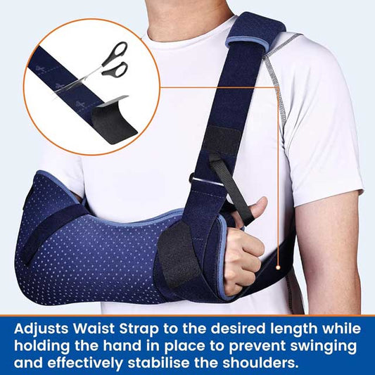 Arm Sling with Waist Strap for Shoulder Injury – Immobilizer Brace Support for Sleeping &amp; Rotator Cuff Surgery – WL0309