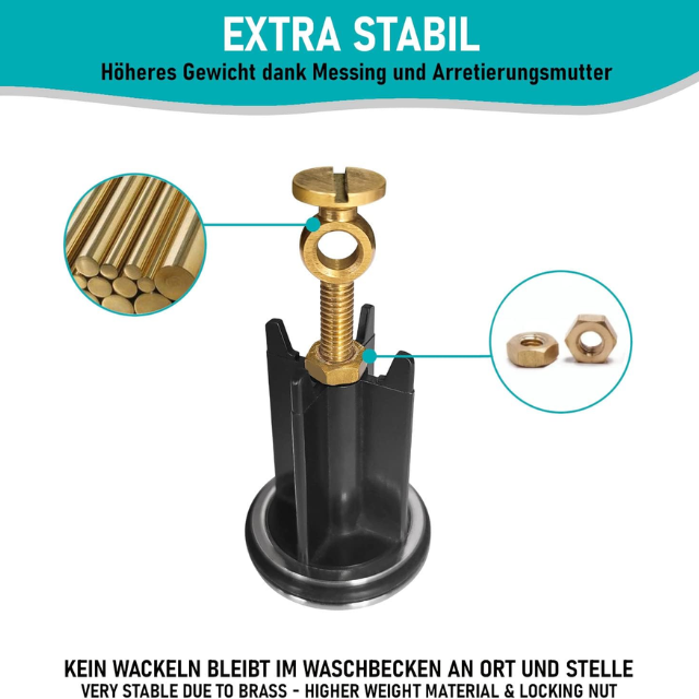 Arteneur 40mm Stainless Steel Sink Plug – Universal Eccentric Drain Stopper with Heavy Brass Screw for Stable Hold