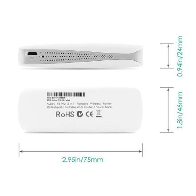 Aukey Wireless Travel Router &amp; 1800mAh Power Bank - White