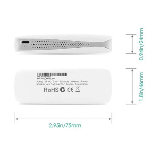 Aukey Wireless Travel Router &amp; 1800mAh Power Bank - White