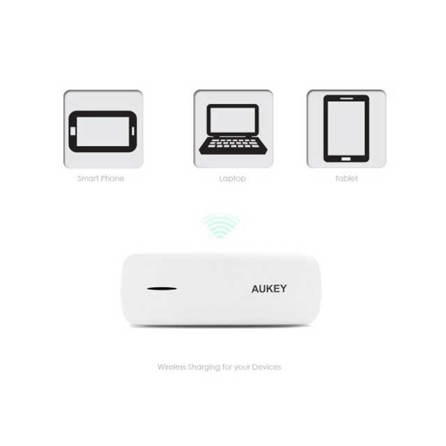Aukey Wireless Travel Router &amp; Portable Power Bank – 1,800mAh On-The-Go Wi‑Fi Router &amp; Charger, White