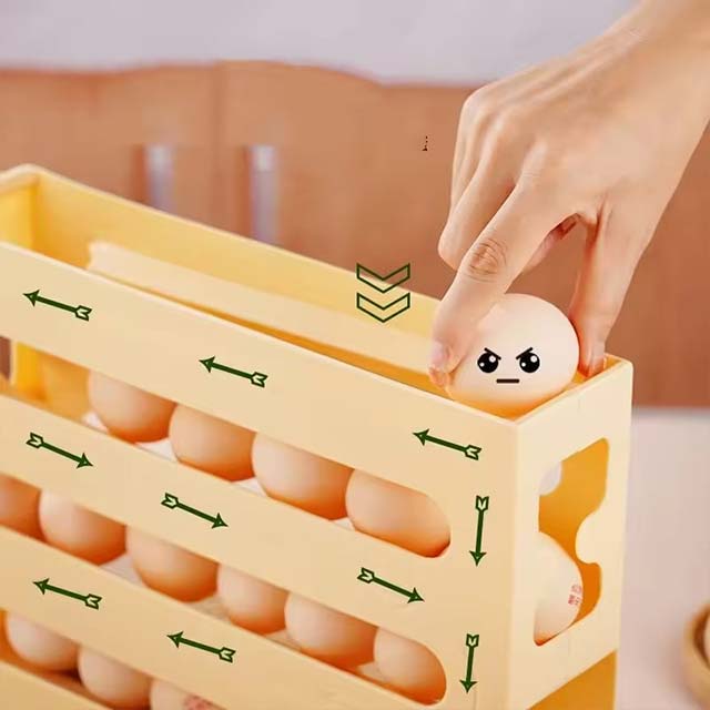 Automatic Roll-Out Egg Storage Box – High-Capacity Refrigerator Organizer Holds 30 Eggs