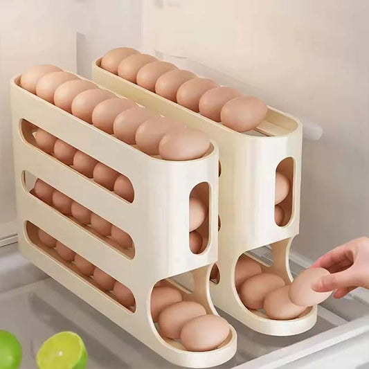 Automatic Roll-Out Egg Storage Box – High-Capacity Refrigerator Organizer Holds 30 Eggs