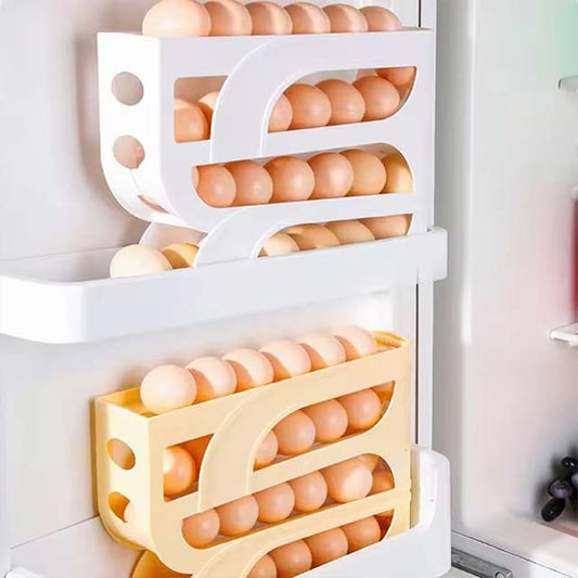 Automatic Roll-Out Egg Storage Box – High-Capacity Refrigerator Organizer Holds 30 Eggs