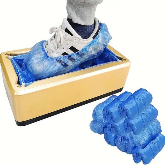 Automatic Shoe Cover Dispenser Set - Includes 100 Waterproof T-Buckle Shoe Covers, Durable and Ideal for Home, Office, Shop, Family Gatherings & Holiday Gifts