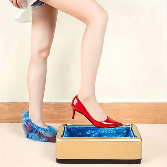 Automatic Shoe Cover Dispenser Set - Includes 100 Waterproof T-Buckle Shoe Covers, Durable and Ideal for Home, Office, Shop, Family Gatherings & Holiday Gifts