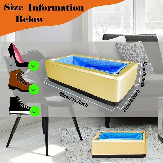 Automatic Shoe Cover Dispenser Set - Includes 100 Waterproof T-Buckle Shoe Covers, Durable and Ideal for Home, Office, Shop, Family Gatherings & Holiday Gifts