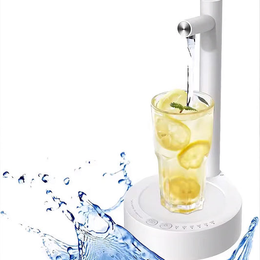 Automatic White Electric Water Bottle Dispenser – Smart USB Rechargeable Pump for 5-Gallon & Universal Bottles | 7-Level Adjustable Desktop Water Dispenser