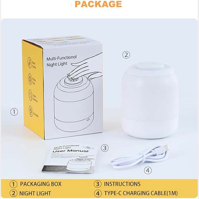 BACION Baby Night Light – Touch Control LED with 3-Color Changing & Dimming, 20H Battery Life, Fast Charging (Pink)