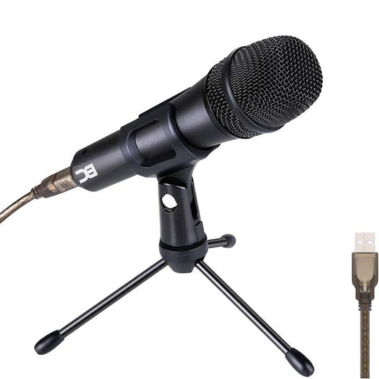 BC Master DM35U USB Dynamic Microphone for PC Recording, Podcasting &amp; Streaming – Cardioid, Tripod Stand, Compatible with Windows &amp; Mac (Black)