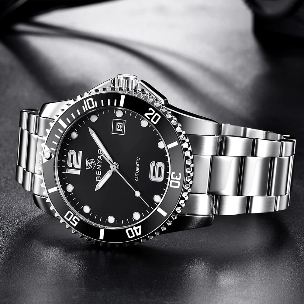 Montre BENYAR pour homme en acier inoxydable à mouvement automatique, modèle BY-5152 