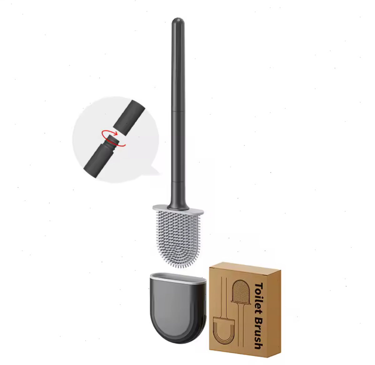 Brosse de toilette amovible en silicone pour un nettoyage en profondeur