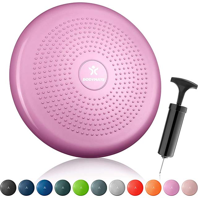 BODYMATE Ball Seat Cushion with Pump, 34 cm Diameter - Balance Cushion, Air Cushion, Balance Pad, Nub Cushion - Core, Fitness, Rehabilitation, Coordination and Back Training