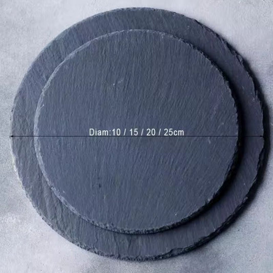 BOZZH Natural Black Western Slate Stone Dish - Premium Steak, Cheese & Dessert Service Tray