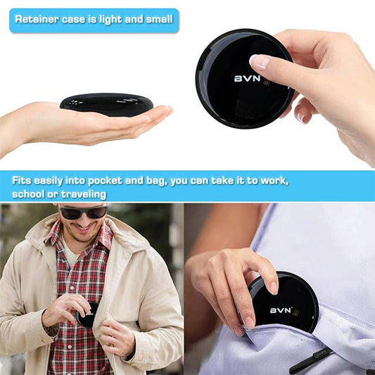 BVN Dental Braces Case – Black Dental Bite Holder &amp; Orthodontic Box for Dental Prosthesis, Mouthguard Storage