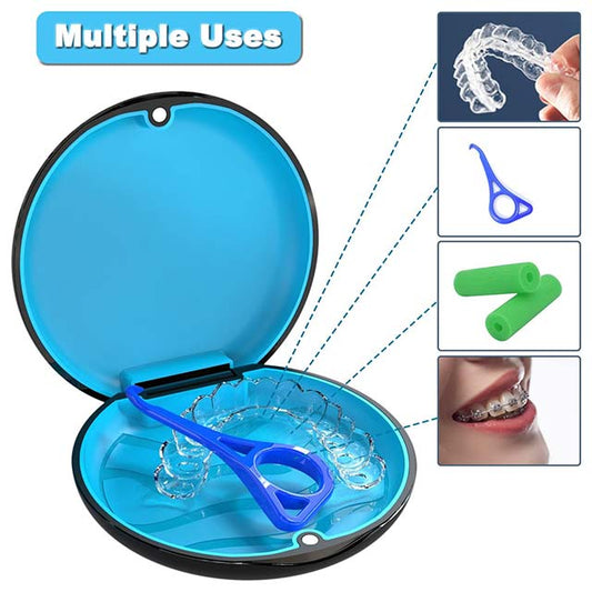 BVN Dental Braces Case – Black Dental Bite Holder &amp; Orthodontic Box for Dental Prosthesis, Mouthguard Storage