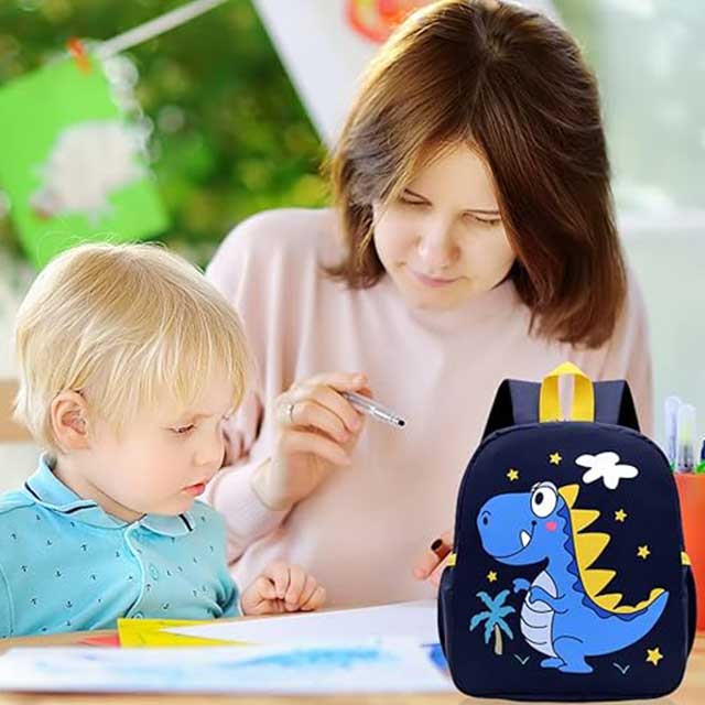Babioms Dinosaur Backpack for Kids – Cute Blue Kindergarten School Bag for Boys & Girls | Lightweight Children's Backpack for Preschool & Nursery