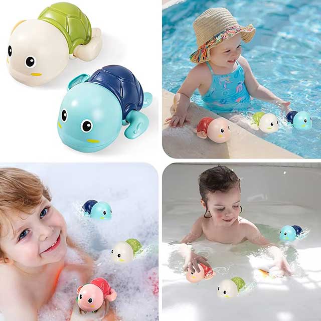 Baby Bath Toys – Cute Clockwork Swimming Turtle & Whale Water Toys for Kids’ Bath, Pool & Beach Play