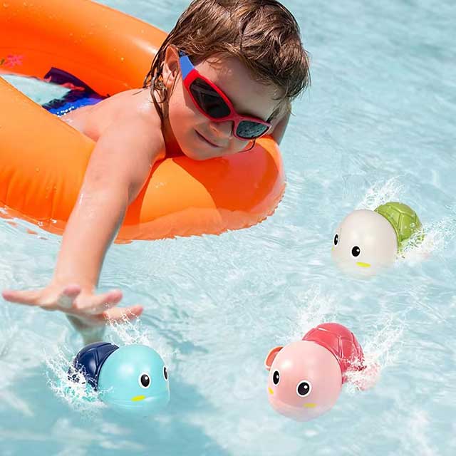 Baby Bath Toys – Cute Clockwork Swimming Turtle & Whale Water Toys for Kids’ Bath, Pool & Beach Play