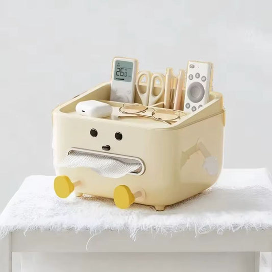 Back-to-School Paper Towel Box & Desktop Organizer – Multi-Function Tissue Holder for Student Dorm, Bedroom, and Living Room Study Spaces