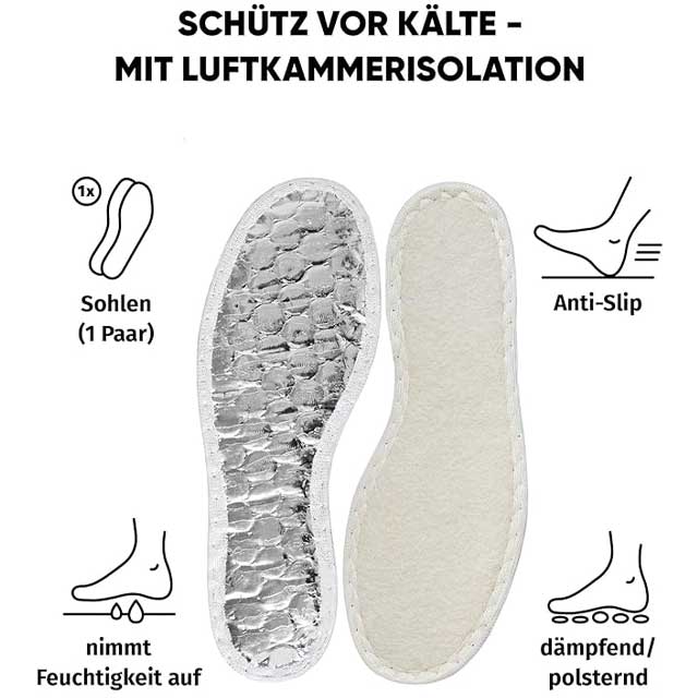 Bama Warm Alutherm Airtech Kids Shoe Insoles – Double Aluminum Shielded, Padded Thermal Inserts for Children’s Cold-Weather Comfort