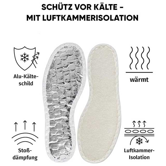 Bama Warm Alutherm Airtech Kids Shoe Insoles – Double Aluminum Shielded, Padded Thermal Inserts for Children’s Cold-Weather Comfort