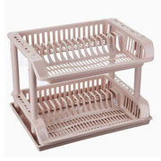 2-Tier Plastic Dish Draining Rack with Tray – Kitchen Drying Storage Organizer