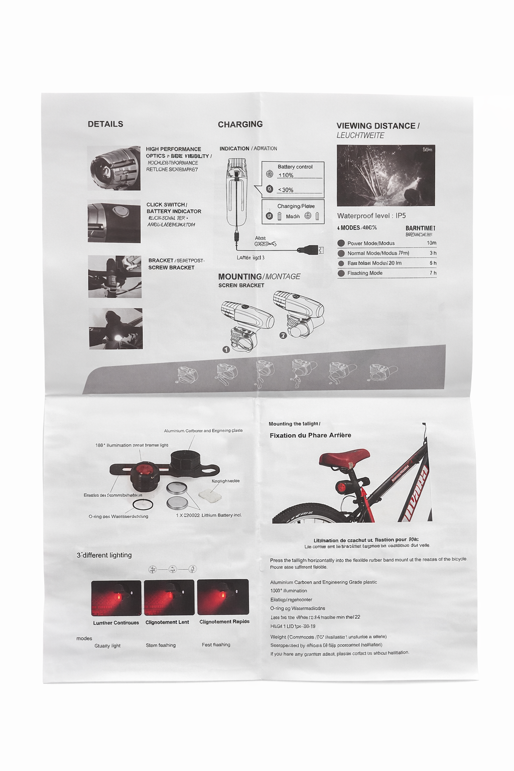 LED Bike Light Set – USB Rechargeable Front Headlight & Rear Taillight – IPX5 Waterproof, Super Bright Night Riding Safety Kit