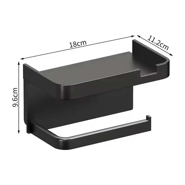 Toilet Paper Holder with Plastic Storage Rack – Wall-Mounted Organizer for Kitchen Towels, Seasoning Bottles &amp; Bathroom Paper Roll, Phone Storage