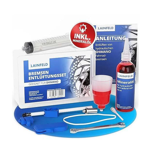 LAINFELD Brake Bleeding Kit for Shimano | Complete Disc Brake Bleed Kit with Mineral Oil for Deore XT, XTR, SLX, ULTEGRA & Dura-Ac