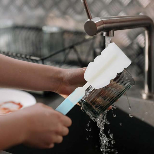 Blue Sponge Bottle Cleaning Brush Set – Premium Glass Milk Feeding Bottle Scrubber for Cups &amp; Bottles