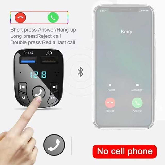 Bluetooth 5.0 FM Transmitter Car MP3 Player – Dual USB Fast Charger, FM Receiver & USB Flash Drive Plug | Wireless Car Kit